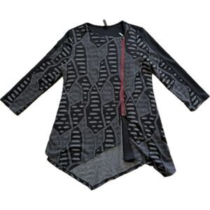 IC By Connie K Textured Mixed Media M Grunge Lagenlook Artsy Asymmetrical Top